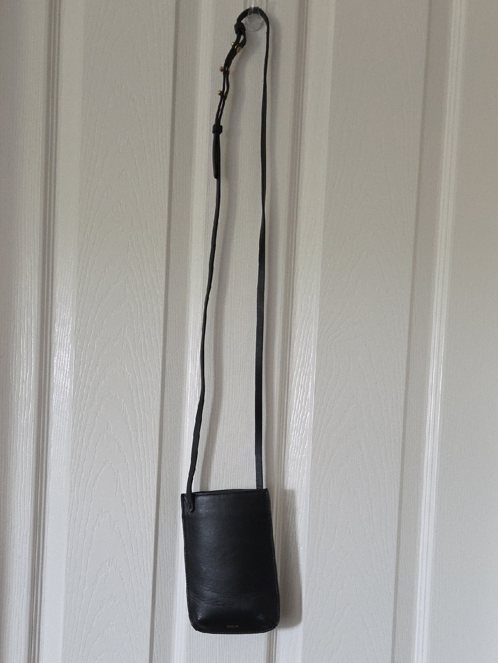 Soeur Black Leather Crossbody Accessries Pouch.